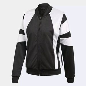 Adidas Sport Track Jacket Size S Y2K Black/ White Zipper Pockets